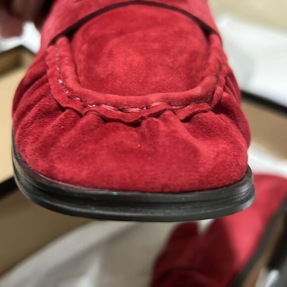 J. Crew ce823 Red Maison ruched loafers suede mismatched sizes 10.5./11 NWT - Picture 9 of 14